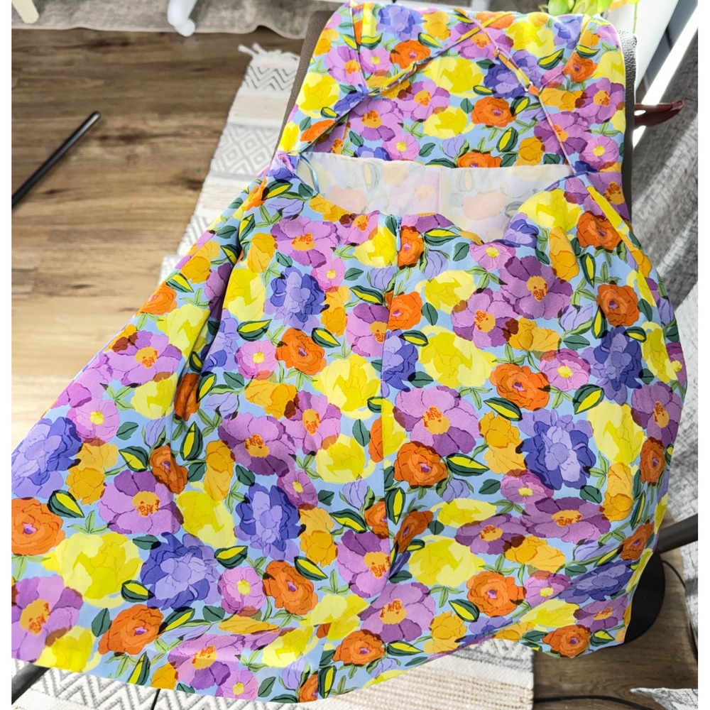 Zara Boho Colorful Floral Romper Mini Dress Fairy Festival Artsy Summer Large - Picture 3 of 12